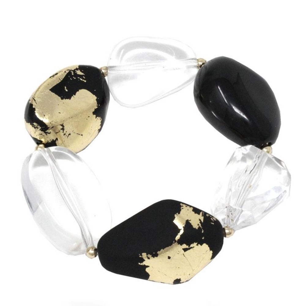 Fashion black & gold w/ ice bead bracelet